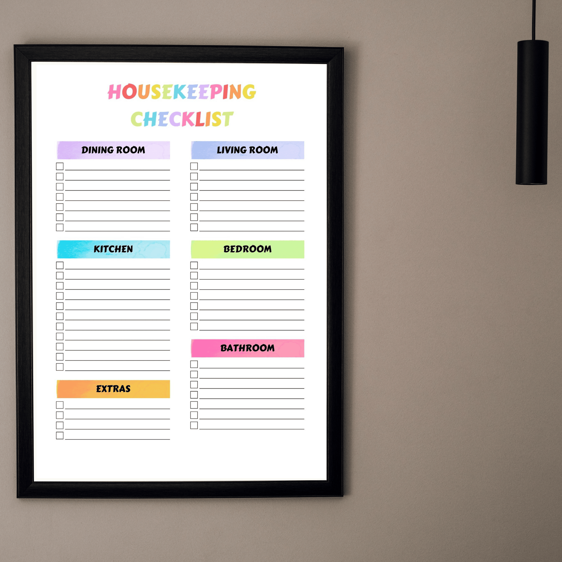 Editable Cleaning Schedule 6: Rainbow Color Print Out Demo