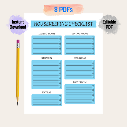 Efficient and Organized Airbnb Cleaning Checklist Rainbow Color, House Chore List, Cleaning Checklist Spreadsheet Template PDF