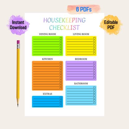 Editable Cleaning Schedule 7: Rainbow Color