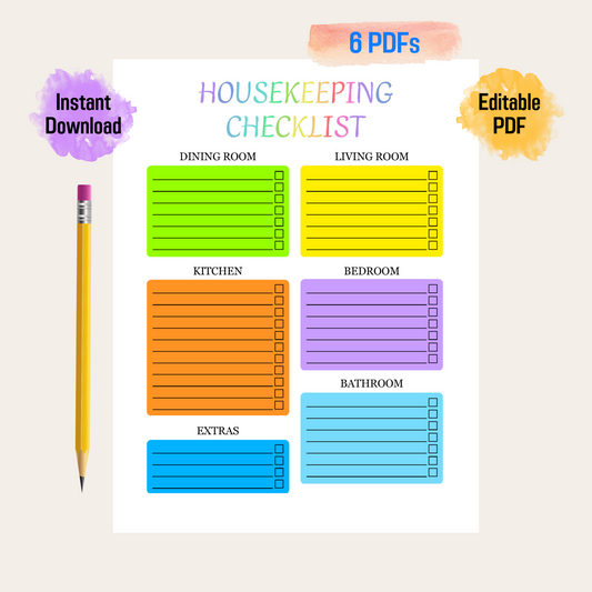 Editable Cleaning Schedule 7: Rainbow Color