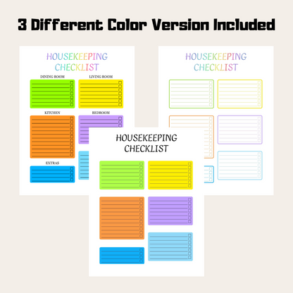 Editable Cleaning Schedule 7: Rainbow Color 3 Versions Included