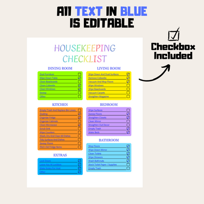 Editable Cleaning Schedule 7: Rainbow Color Editable Demo Display