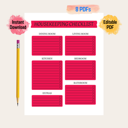 Efficient and Organized Airbnb Cleaning Checklist Rainbow Color, House Chore List, Cleaning Checklist Spreadsheet Template PDF