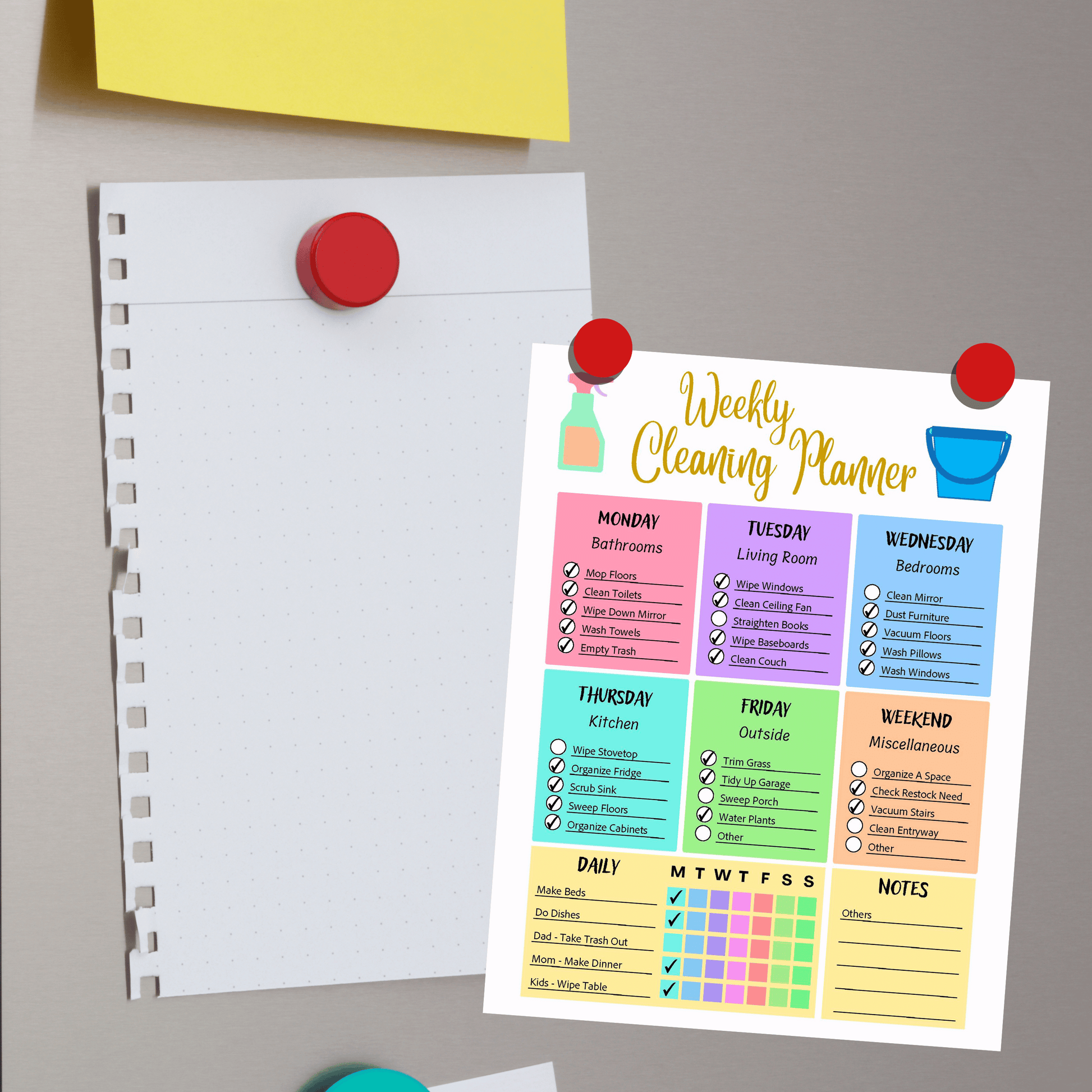 Editable Cleaning Schedule 9: Rainbow Color Print Out Demo