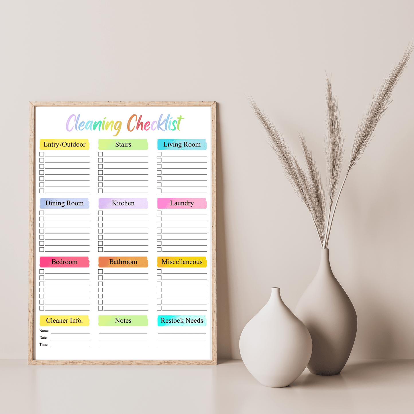 Editable Cleaning Schedule Bundle 2: All Color Bundle Print Out Demo