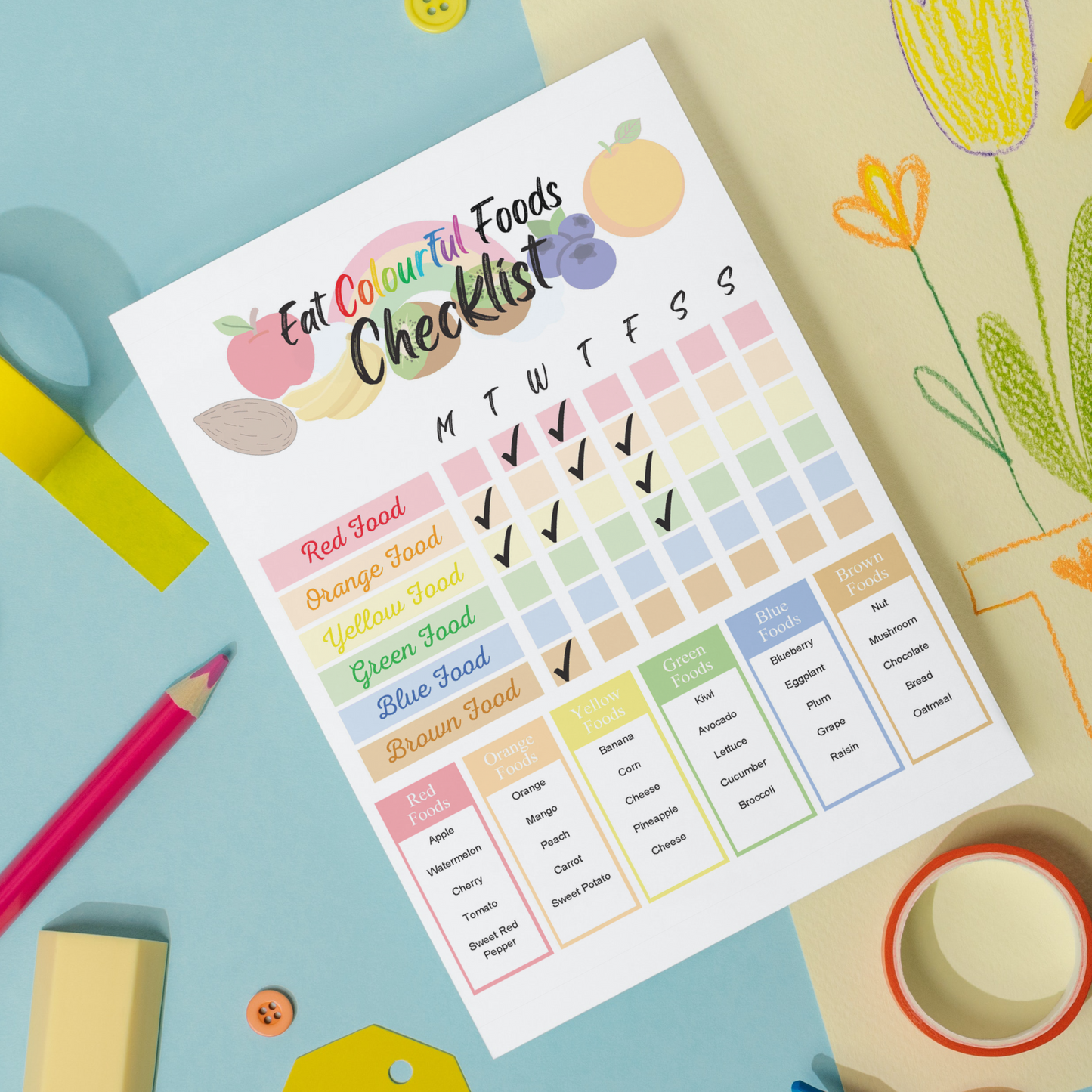 Editable Eat Colourful Foods Checklist 1 : Print Out Demo