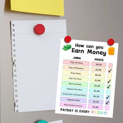 Editable How To Earn Money Chore Chart 1: Rainbow Color Print Out Demo