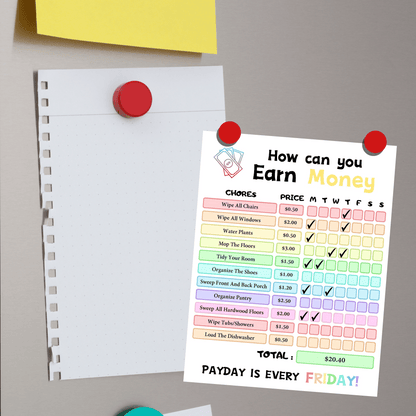 Editable How To Earn Money Chore Chart 3: Rainbow Color Print Out Demo