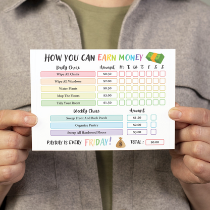 Editable How To Earn Money Chore Chart 7: Rainbow Color Print Out Demo