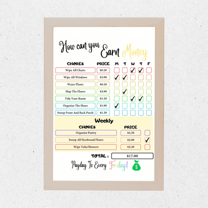 Editable How To Earn Money Chore Chart Bundle 2: All Color Bundle Print Out Demo