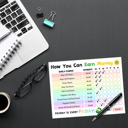 Editable How To Earn Money Chore Chart Bundle 2: All Color Bundle Print Out Demo