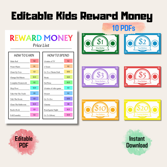 Editable Kids Reward Money 1