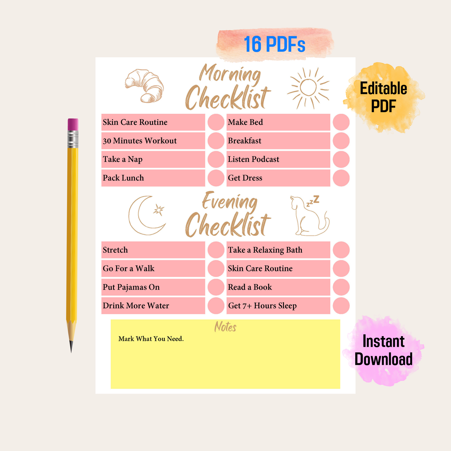 Self Care Checklist For Editable Morning Routine List, For Skincare Ro –  Funny Print For You