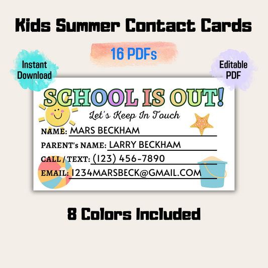 Editable Summer Contact Cards 1