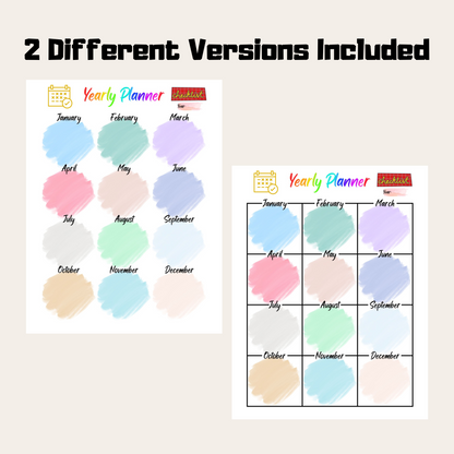 Editable Year At A Glance 3: 2 Versions Included