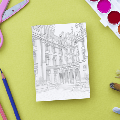 English Castle Coloring Book, Historical British Architecture Art