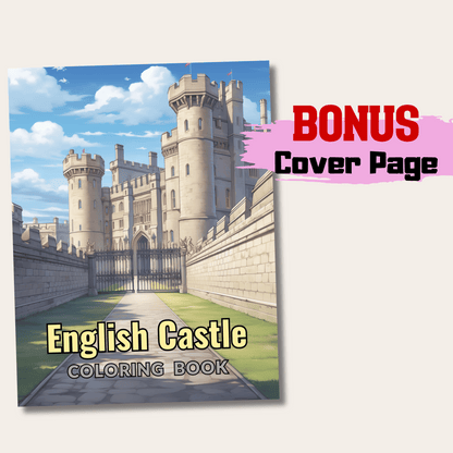 English Castle Coloring Book, Historical British Architecture Art