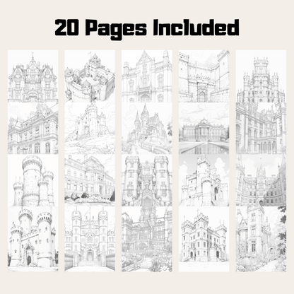 English Castle Coloring Book, Historical British Architecture Art