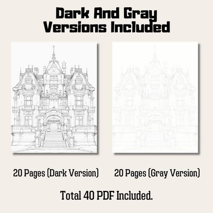 English Castle Coloring Book, Historical British Architecture Art