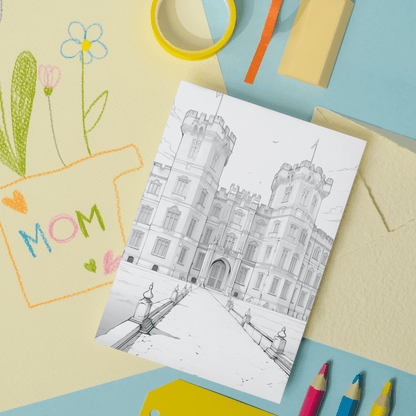 20 Pages English Castle Coloring Book, Journey Through Historic British Architecture