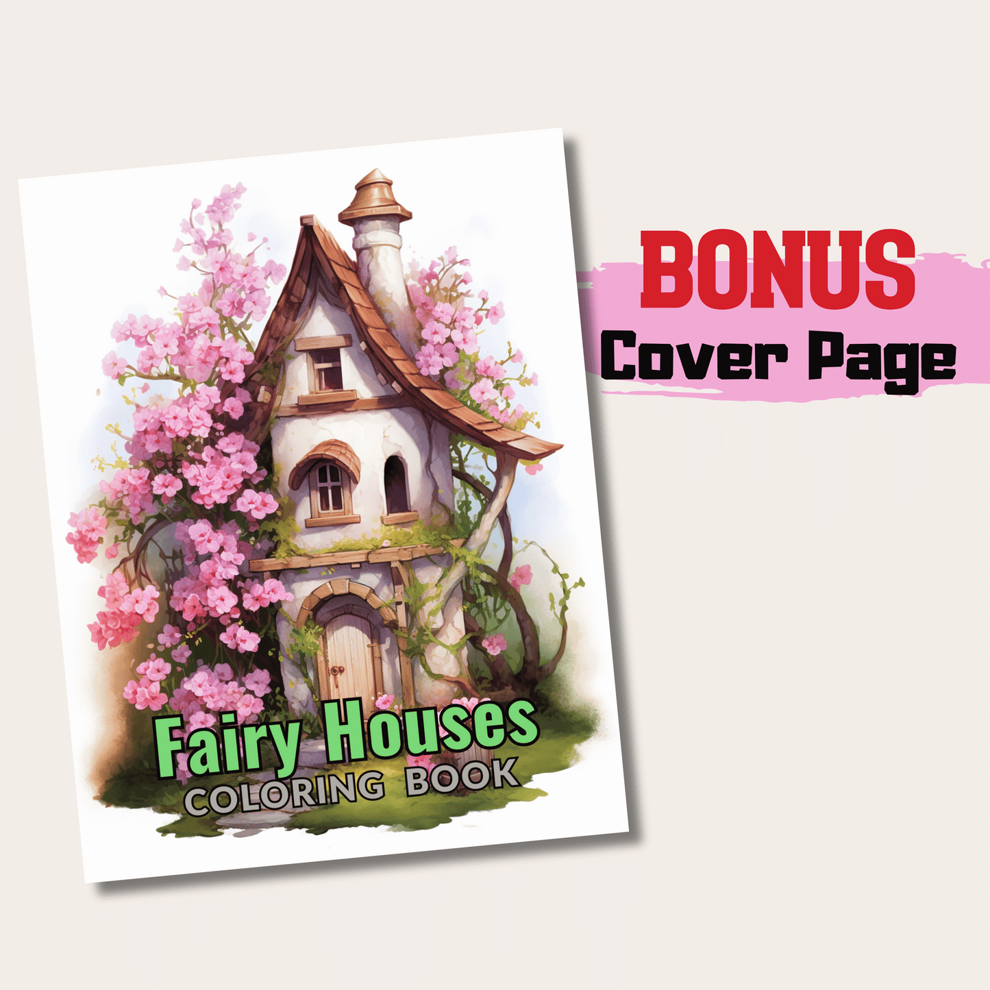 Fairy Houses Coloring Book 1: Fairy House Cover Page