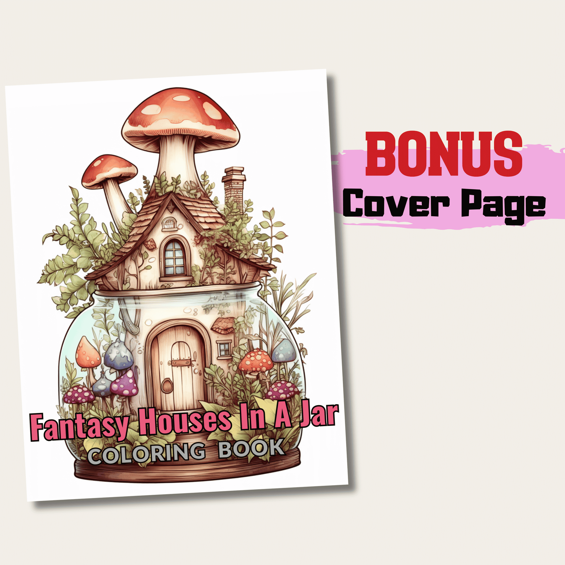 Fantasy Houses In A Jar Coloring Book 1: Fantasy House In A Jar Cover Page