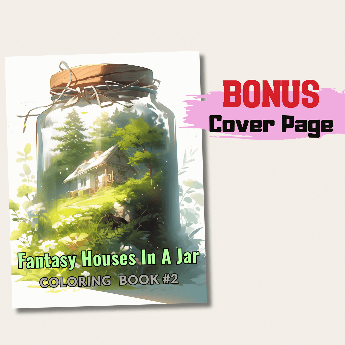 Fairy Houses in a Jar Coloring Book, Unique Stress-Relief Art