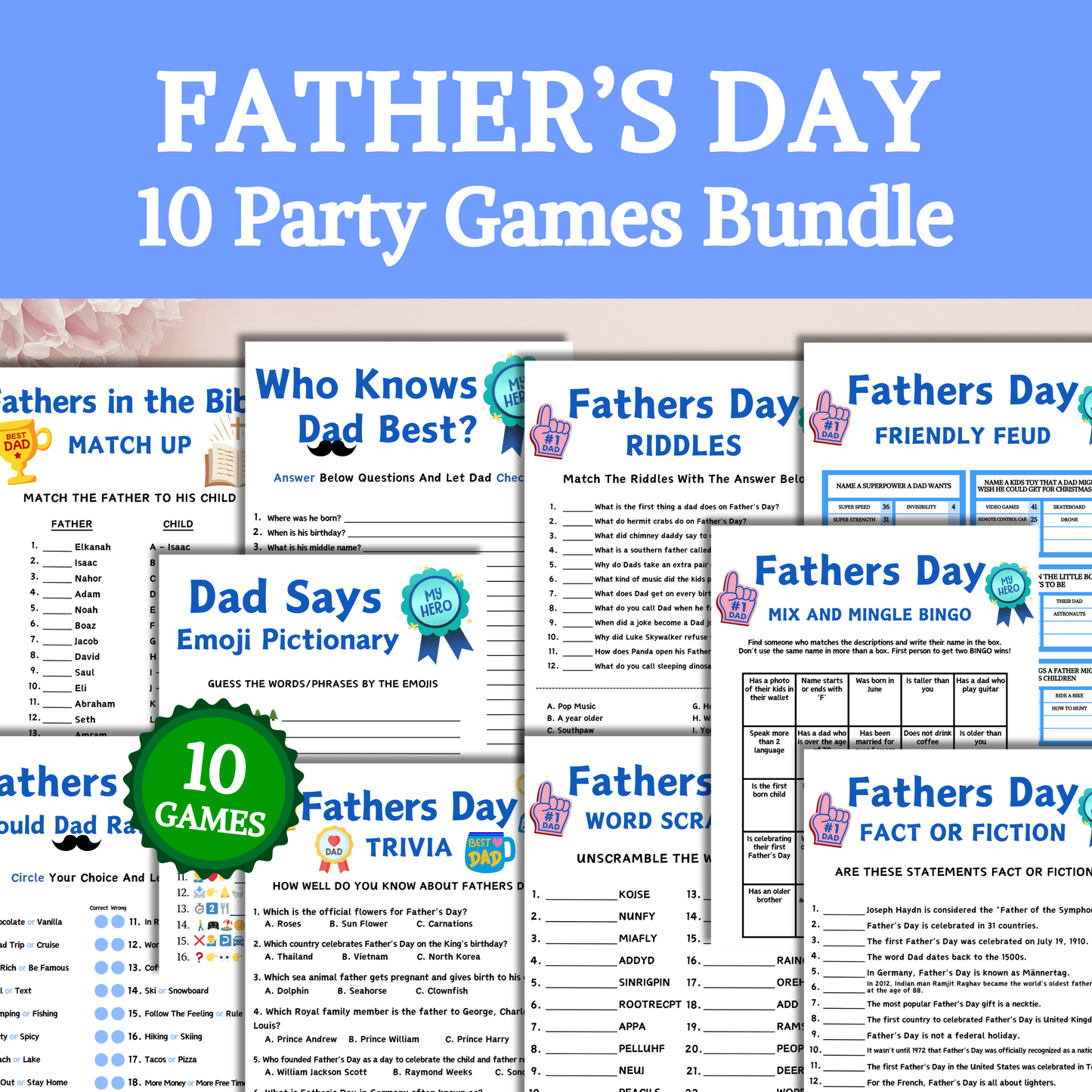 Fathers Day Party Games Bundle | 10 Games BEST Price Bundle