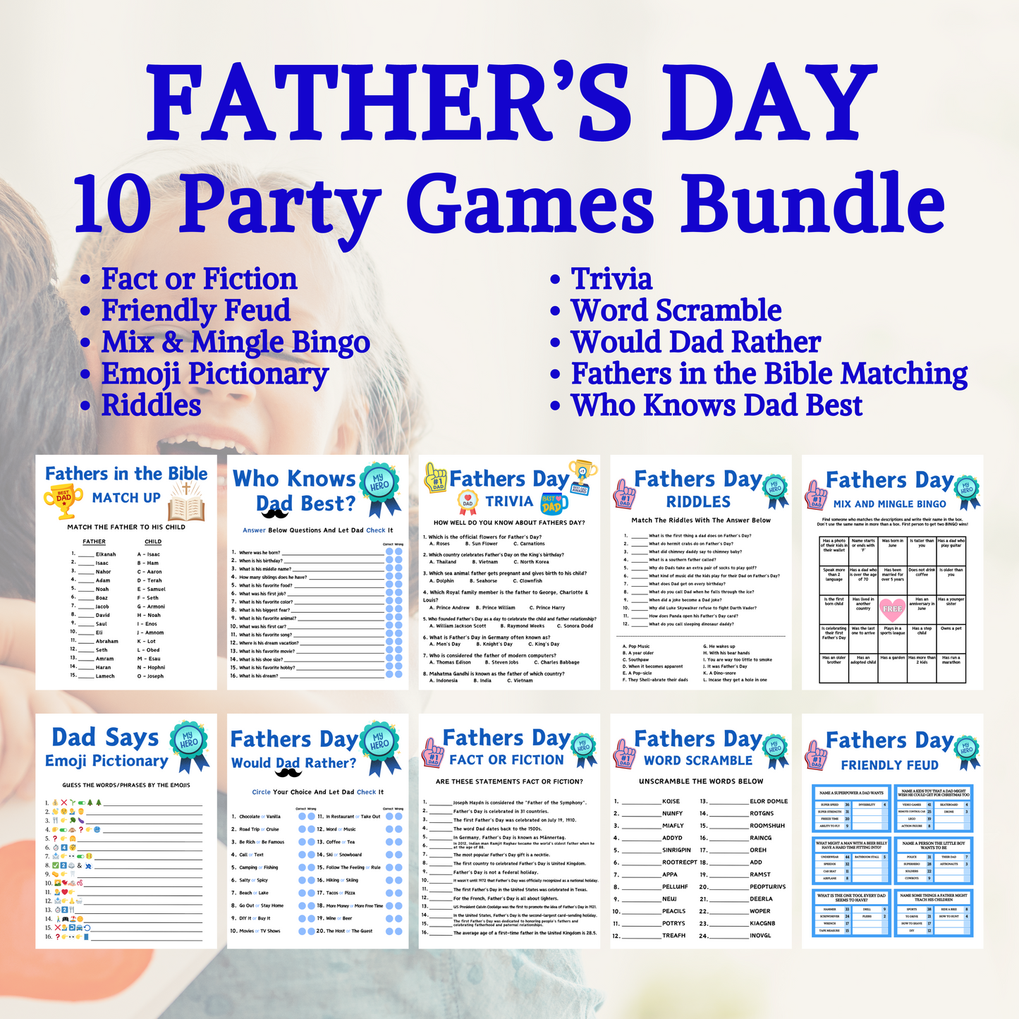 Fathers Day Party Games Bundle | 10 Games BEST Price Bundle