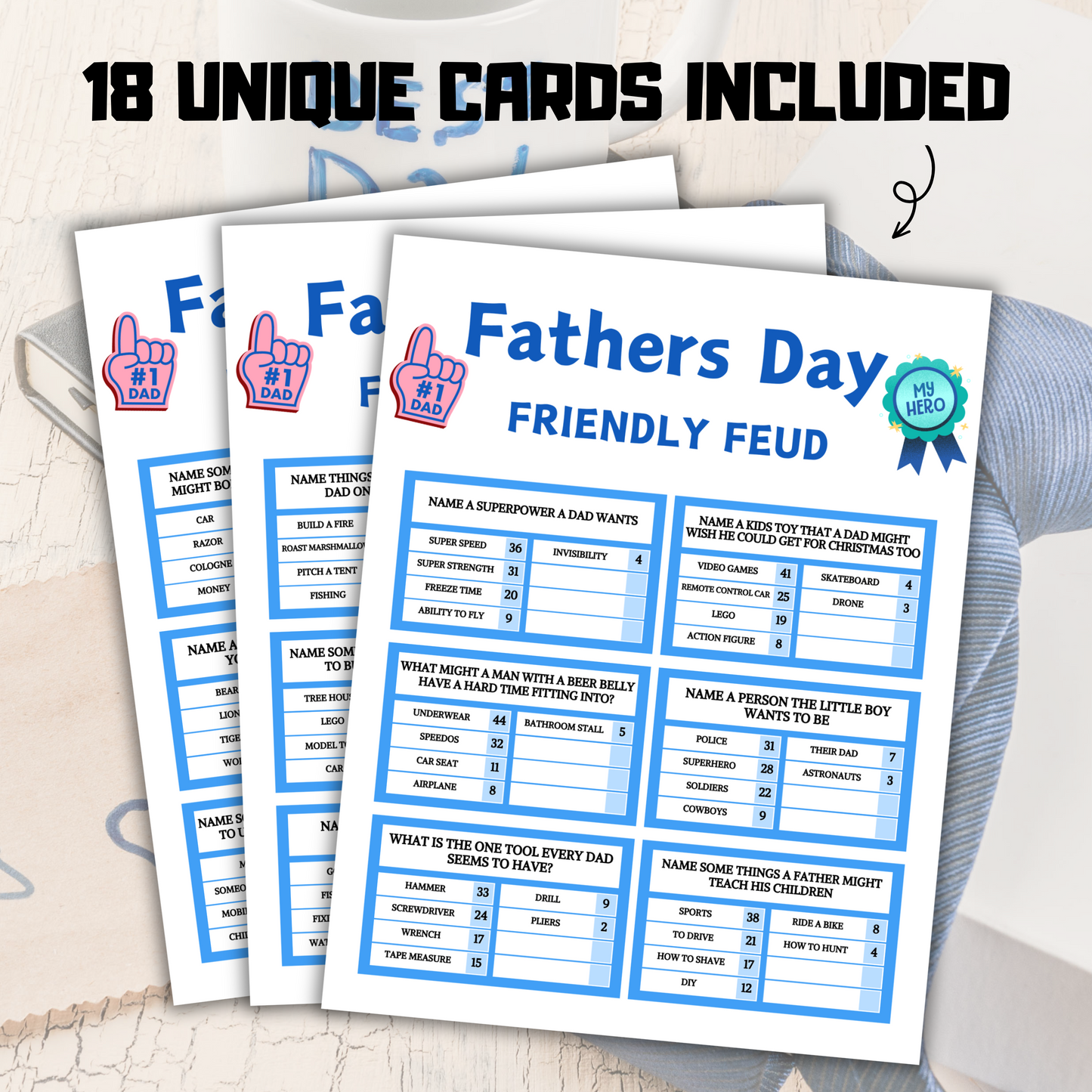 Fathers Day Friendly Feud Game | Fathers Day Trivia Quiz Printable