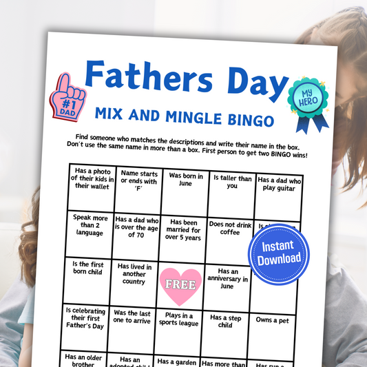 Fathers Day Mix and Mingle Bingo | Fathers Day Find the Guest Bingo