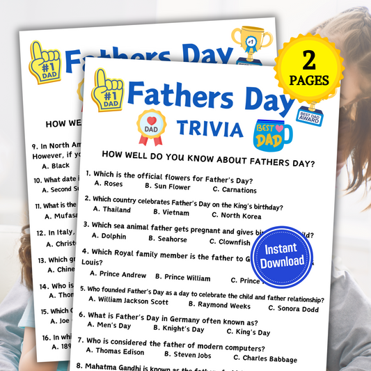 Fathers Day Trivia Game | Printable Father's Day Quiz For Adults and Kids