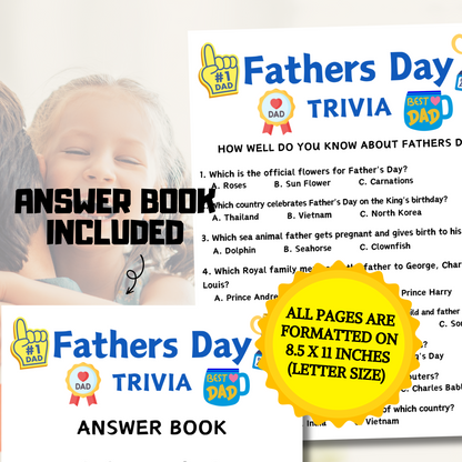 Fathers Day Trivia Game | Printable Father's Day Quiz For Adults and Kids