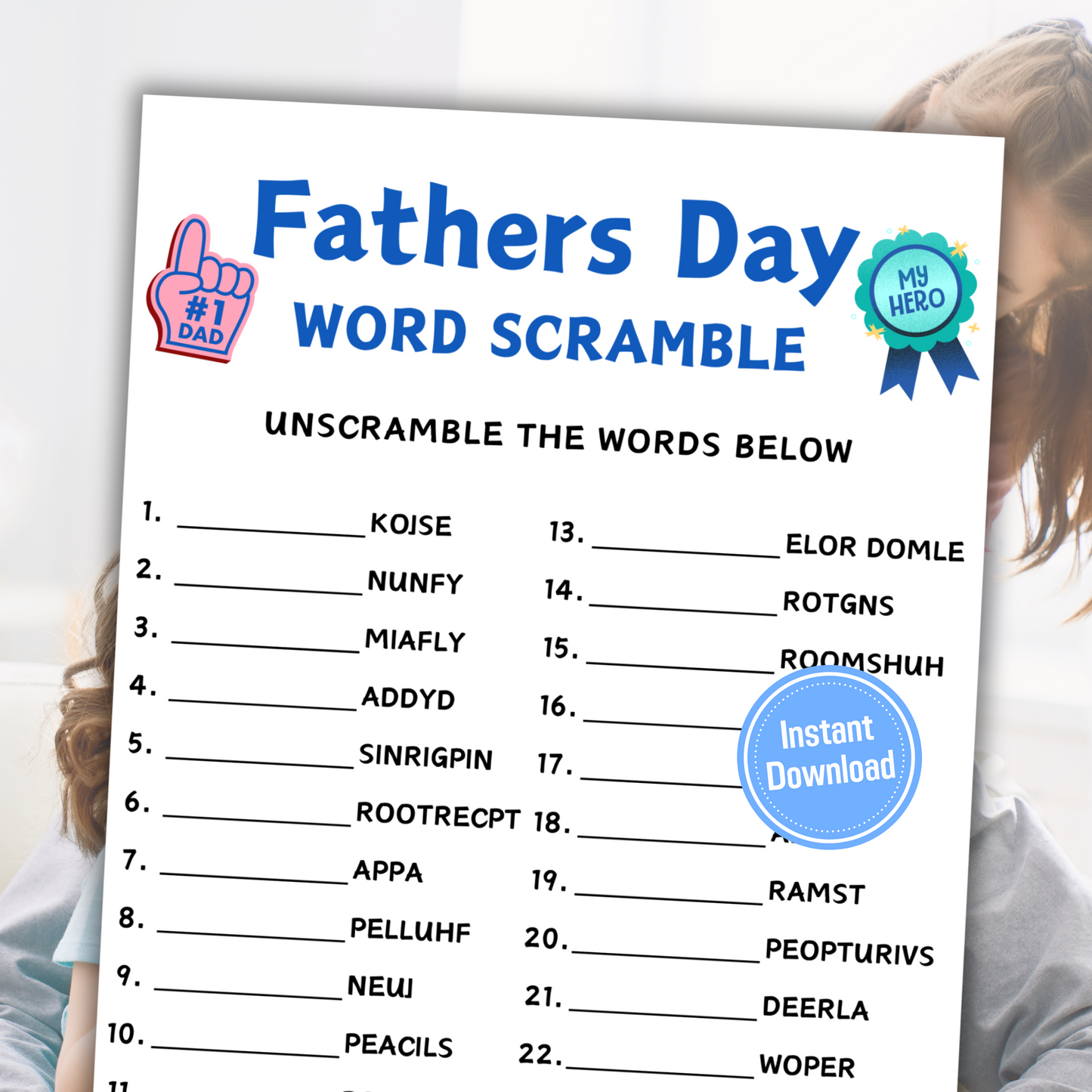 Fathers Day Word Scramble Game | Word Game For Adults and Kids