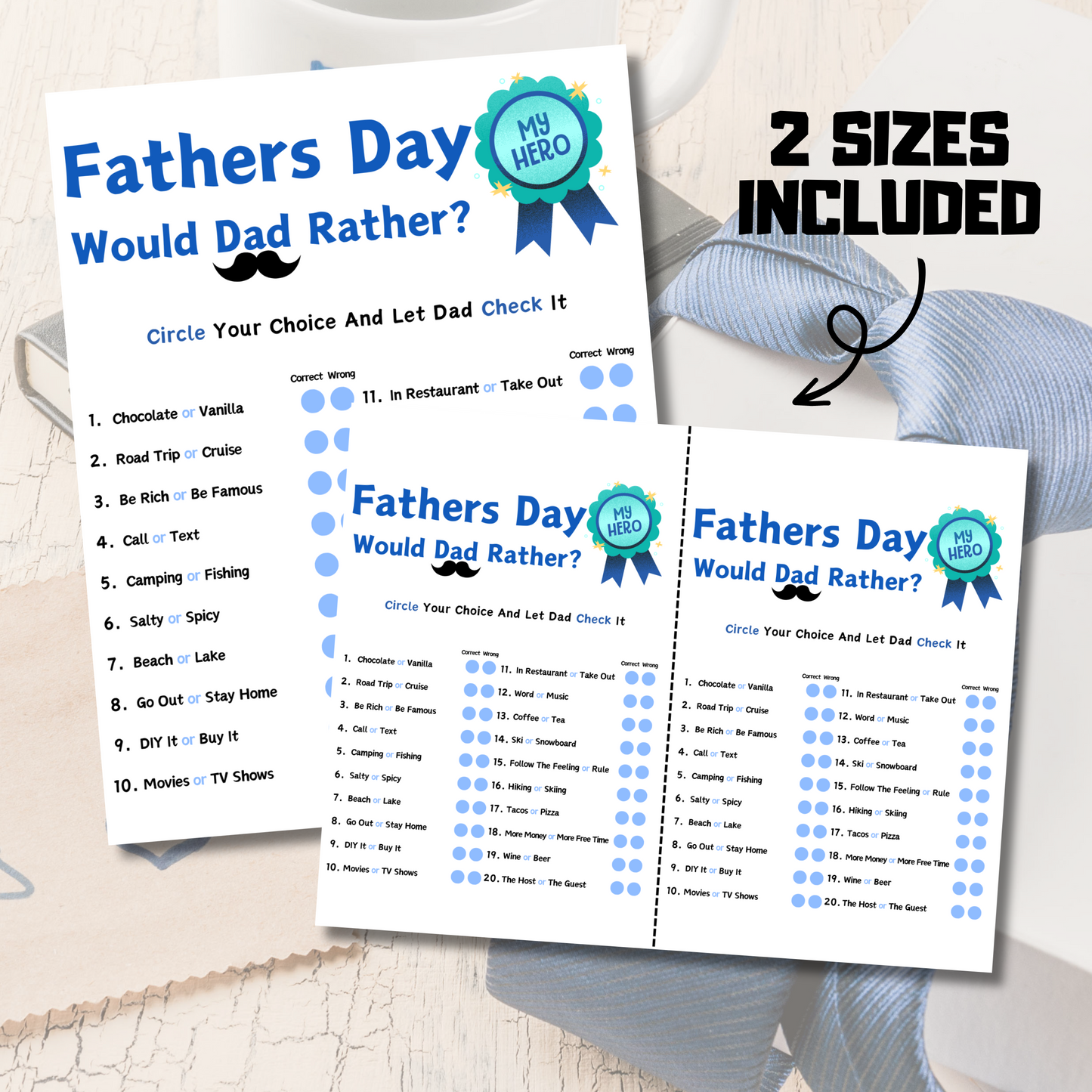 Fathers Day Would Dad Rather Game | Printable Would Dad Rather Game for Families