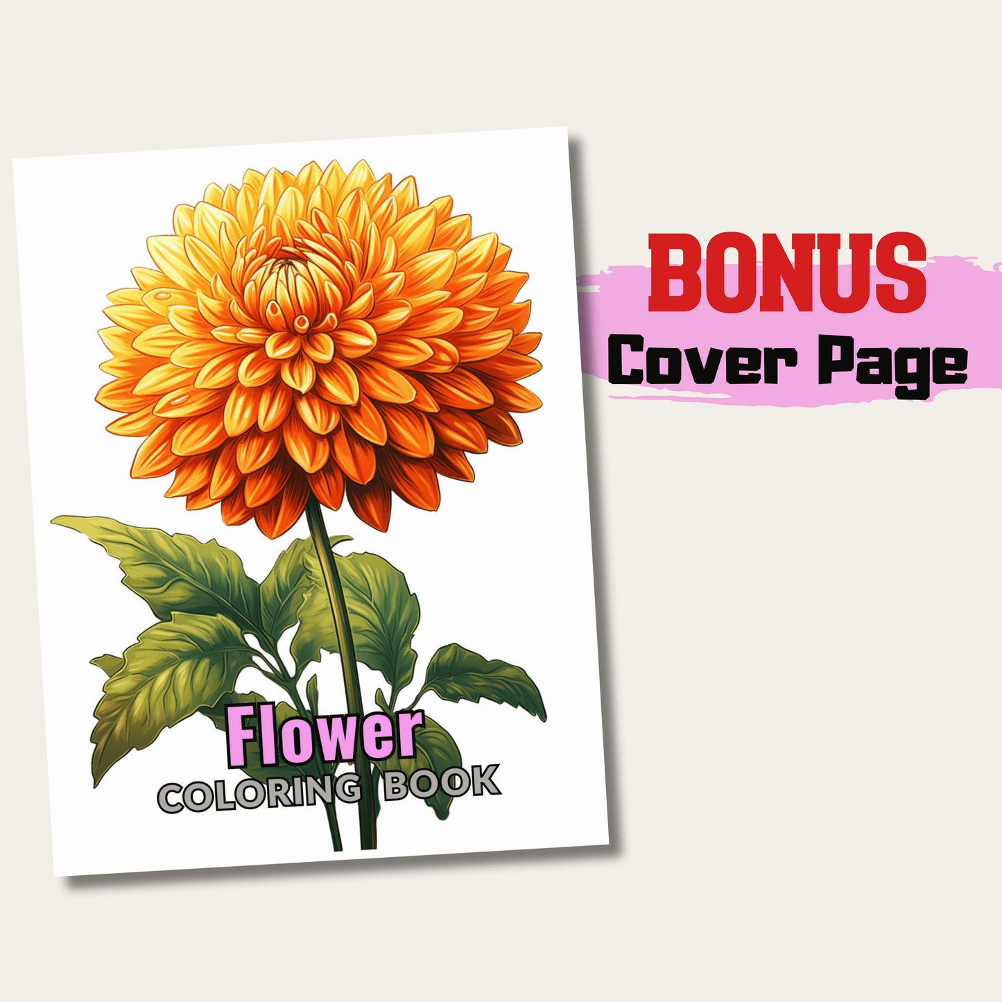 Flower Coloring Book 1: Flower Cover Page