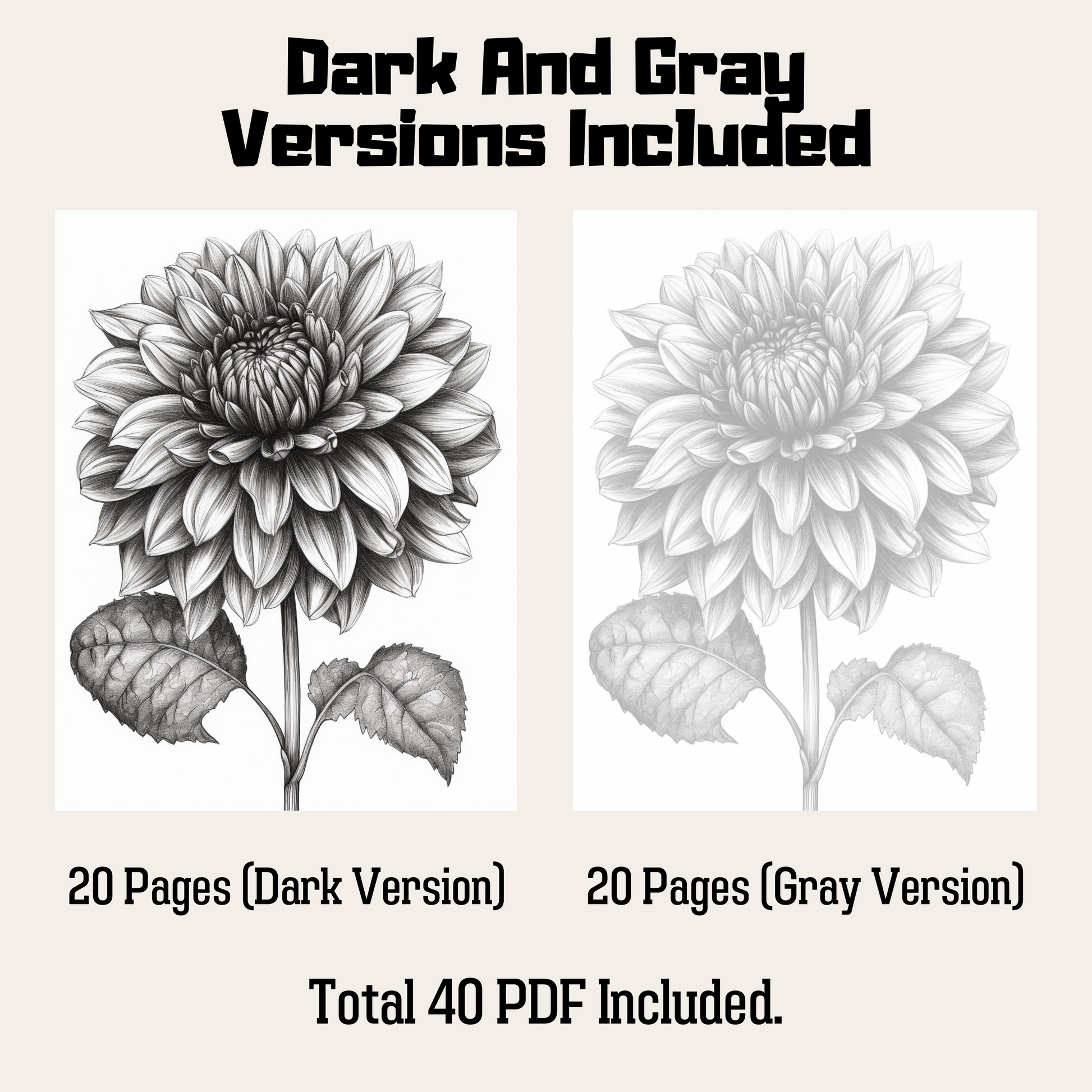 Flower Coloring Book 1: Flower Dark And Gray Versions Demo