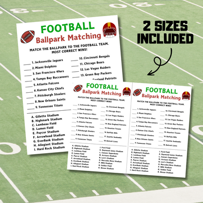 Football Ballpark Matching Game | American Football Ballpark Match Up Game
