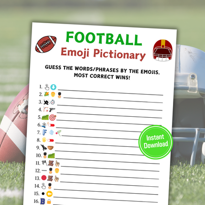 Football Emoji Pictionary Game | Printable American Football Emoji Game