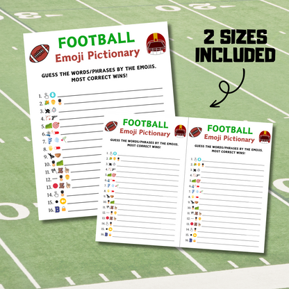 Football Emoji Pictionary Game | Printable American Football Emoji Game