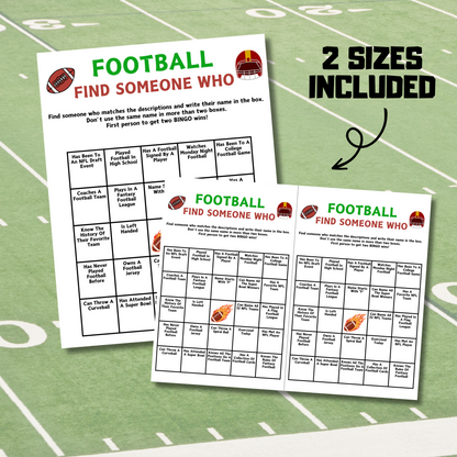 Football Find Someone Who Game | American Football Mix and Mingle Bingo Game