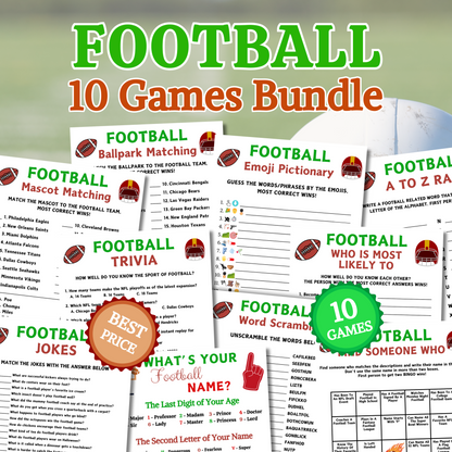 Football Games Bundle | Printable American Football Party Game