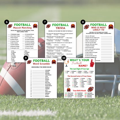 Football Games Bundle | Printable American Football Party Game