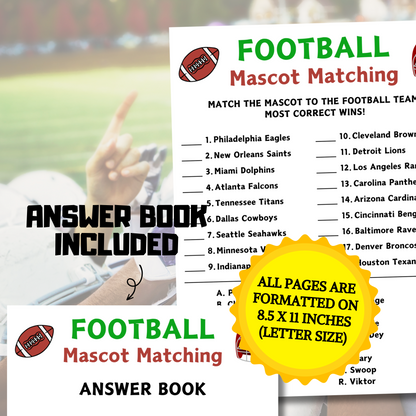 Football Mascot Matching Game | American Football Mascot Match Up Game