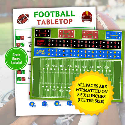 Football Tabletop Game | Printable American Football Dice Game