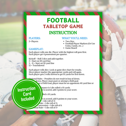 Football Tabletop Game | Printable American Football Dice Game