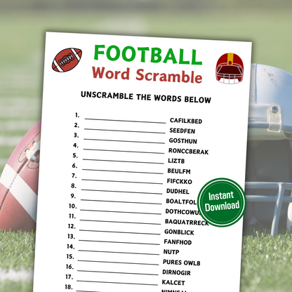Football Word Scramble Game | American Football Unscramble Game