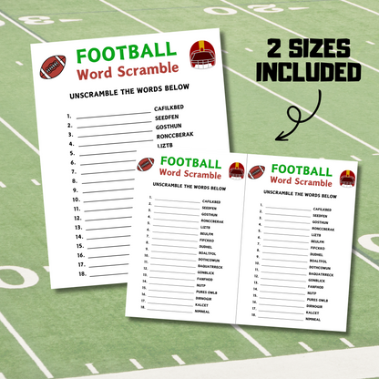 Football Word Scramble Game | American Football Unscramble Game