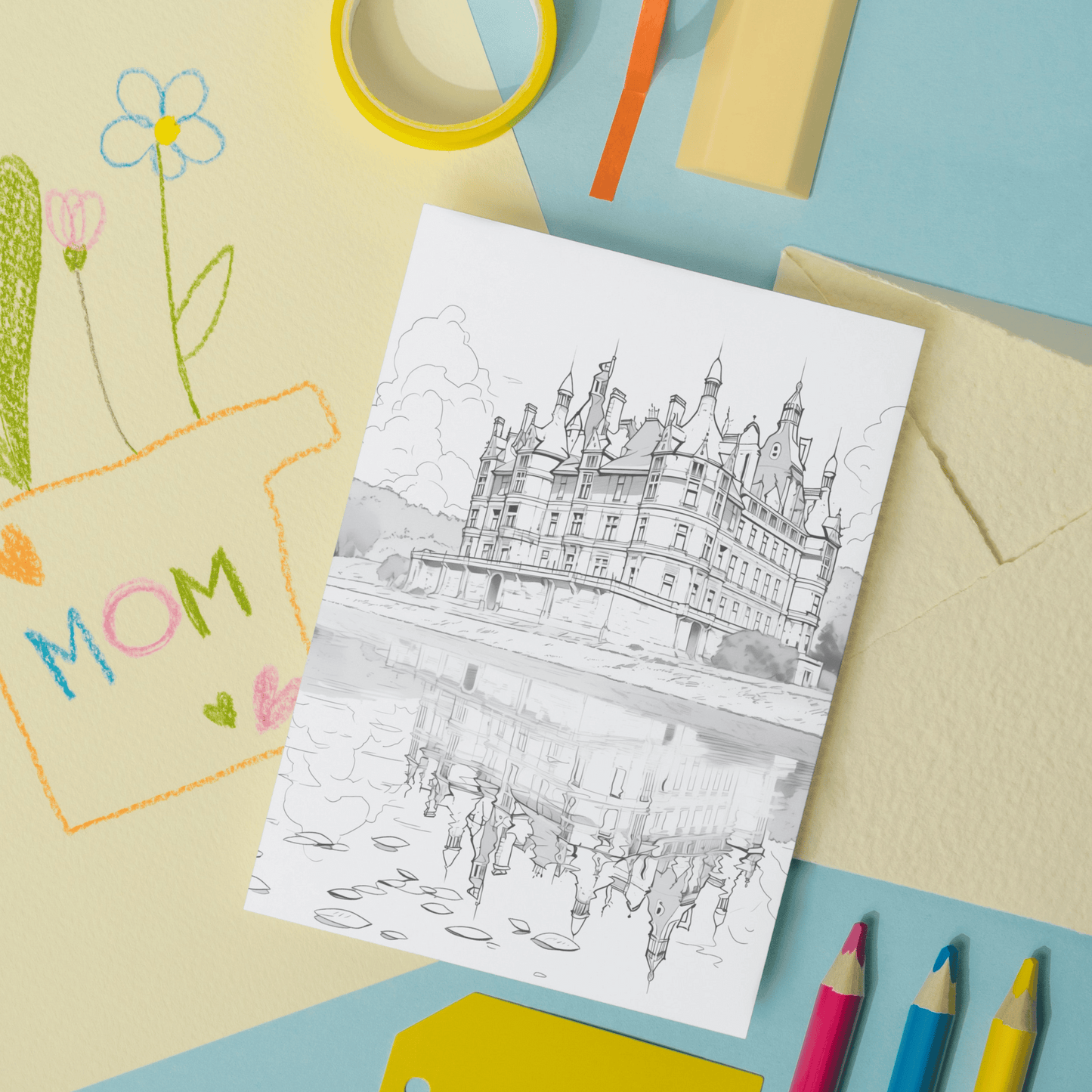 Chateaux of France Coloring Book, 20 Unique Page Coloring Book Featuring French Castles