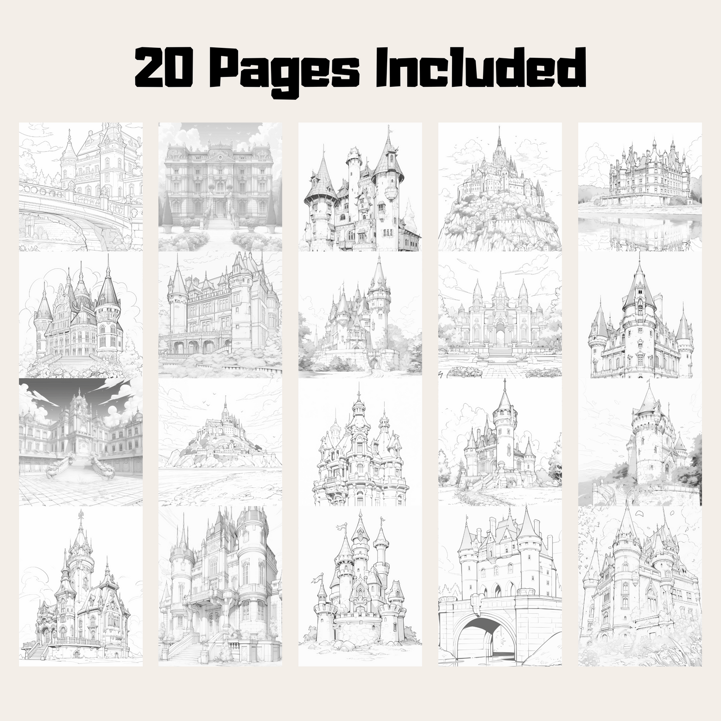 Chateaux of France Coloring Book, 20 Unique Page Coloring Book Featuring French Castles